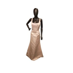 NWOT - Hayley Paige Satin Fitted Scoop Candlelight Maxi Formal Dress